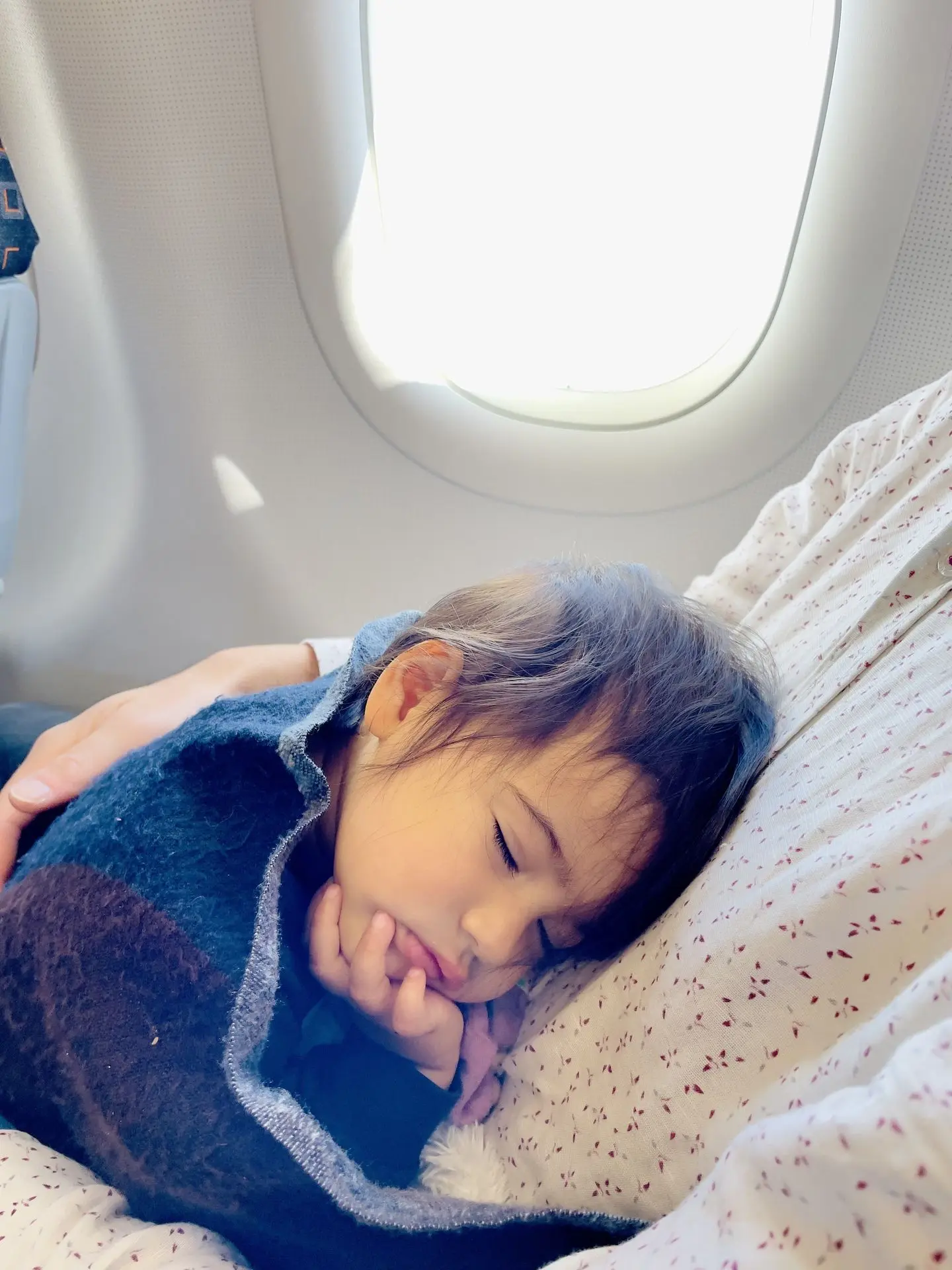 Bébé dormant contre un parent pendant le vol