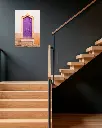 Porte_violet_aluminium_escalier_bois_moderne - Grande.webp