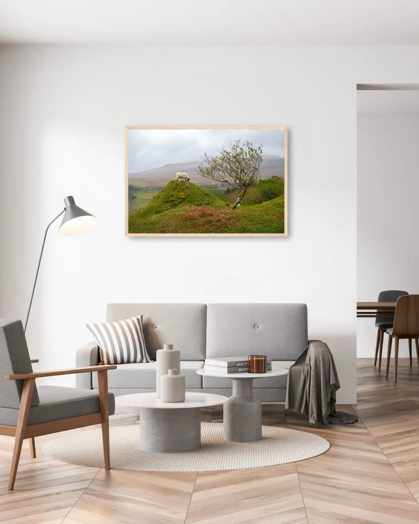 Fairy_glen_mouton_scotland_poster_cadre_2_salon_gris_tissus_moderne.webp