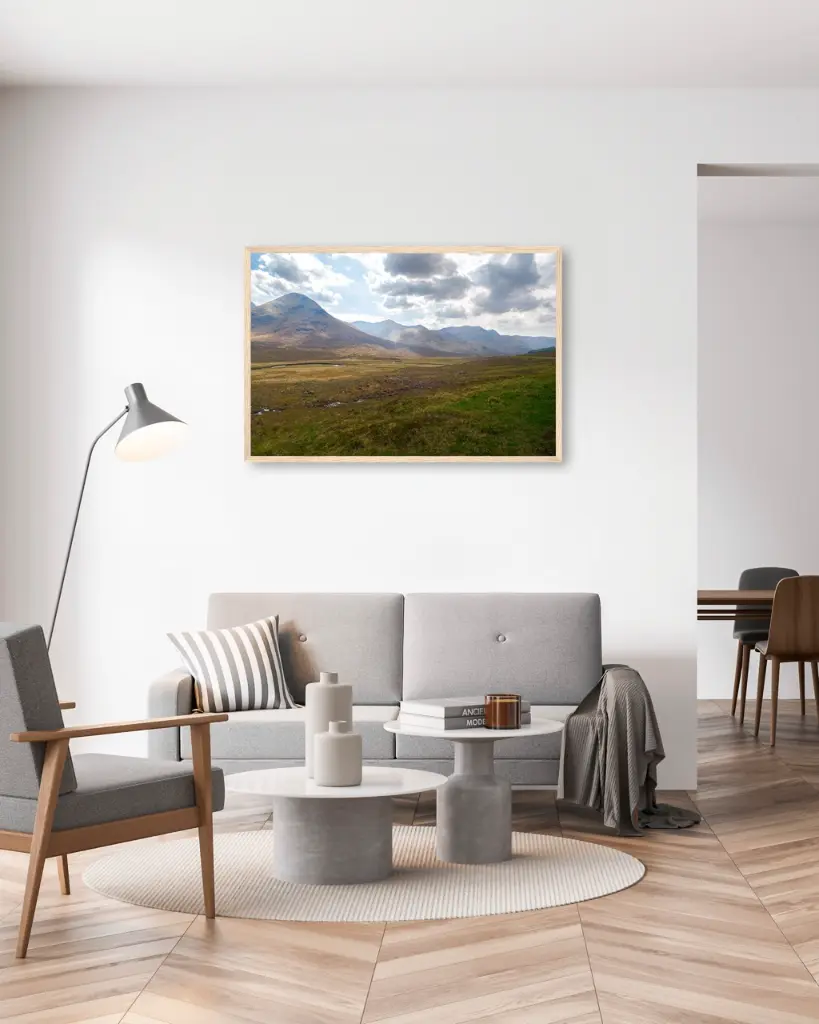 Eilean_donan_vallee_scotland_poster_cadre_2_salon_gris_tissus_moderne.webp