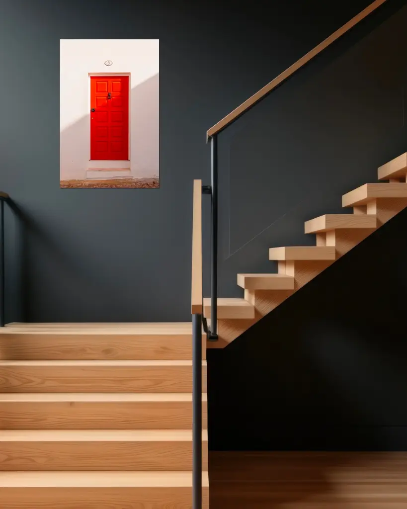 Porte_Rouge_aluminium_5_escalier_bois_moderne.webp