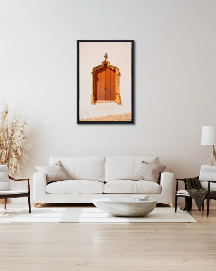 Porte_Tiny Door_Marron_toile_cadre_6_salon_beige_tissus_moderne.webp