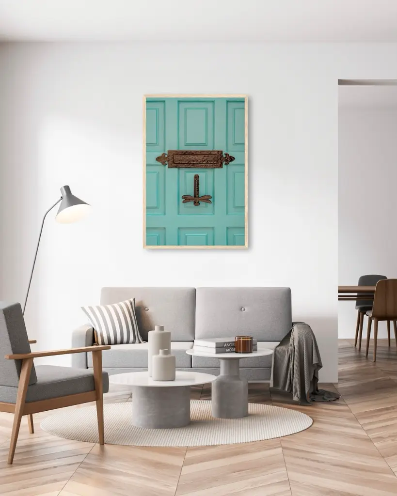 Porte_Libellule_poster_encadre_salon_gris_tissus_moderne.webp