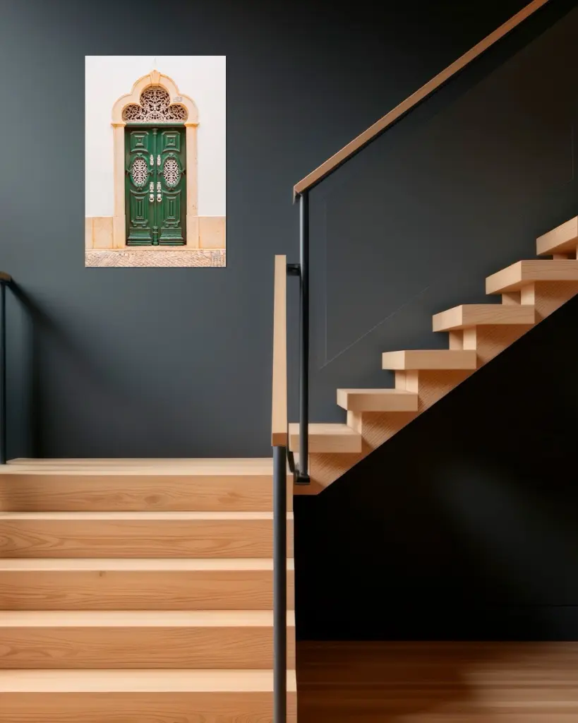 Porte_Verte_Estoi_aluminium_escalier_bois_moderne.webp
