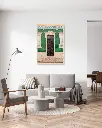 Porte_Verte_Art+Nouveau_poster_encadre_salon_gris_tissus_moderne.webp