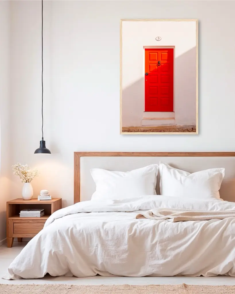 Porte_Rouge_poster_encadre_chambre_scandinave_moderne.webp