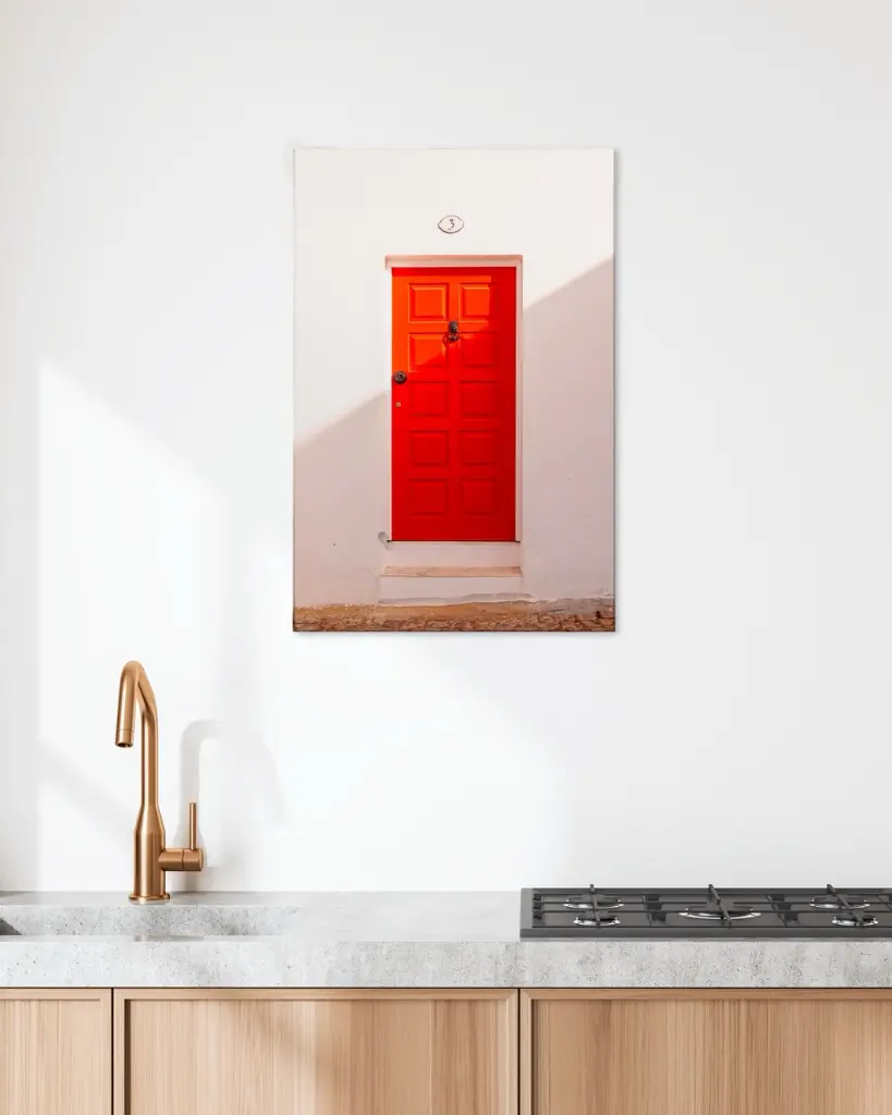 Porte_Rouge_toile_cuisine_scandinave_moderne.webp