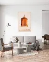 Porte_Tiny Door_Marron_poster_encadre_salon_gris_tissus_moderne.webp