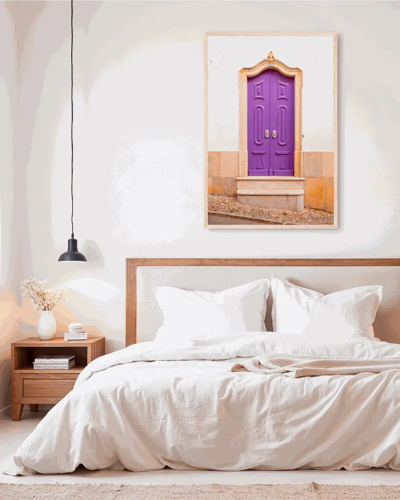 Porte_violet_poster_encadre_chambre_scandinave_moderne.webp