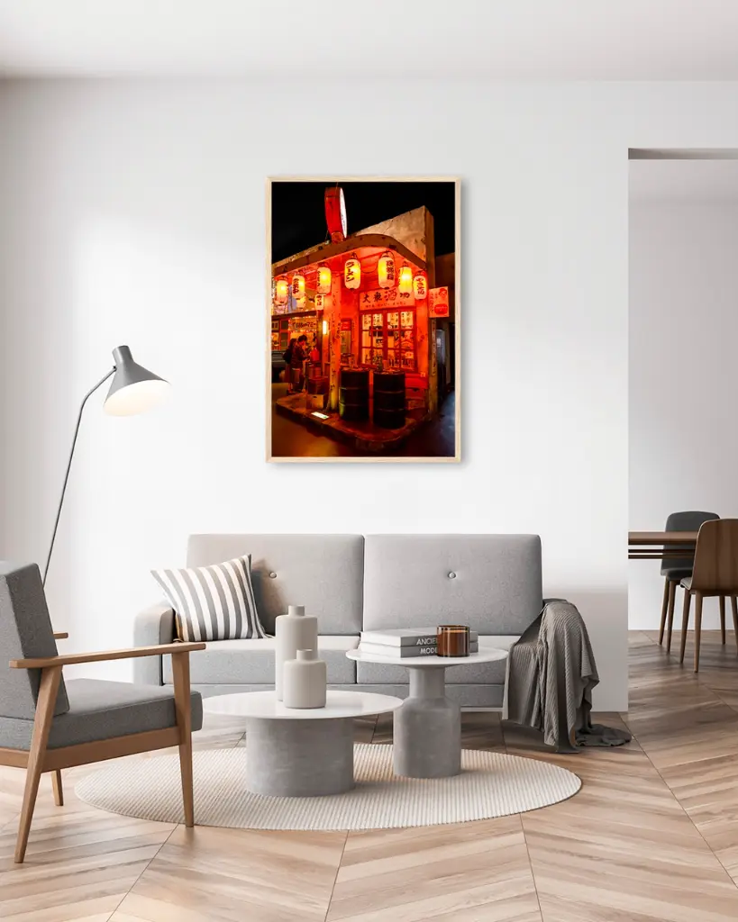 Restaurant_Retro_poster_cadre_2_salon_gris_tissus_moderne.webp