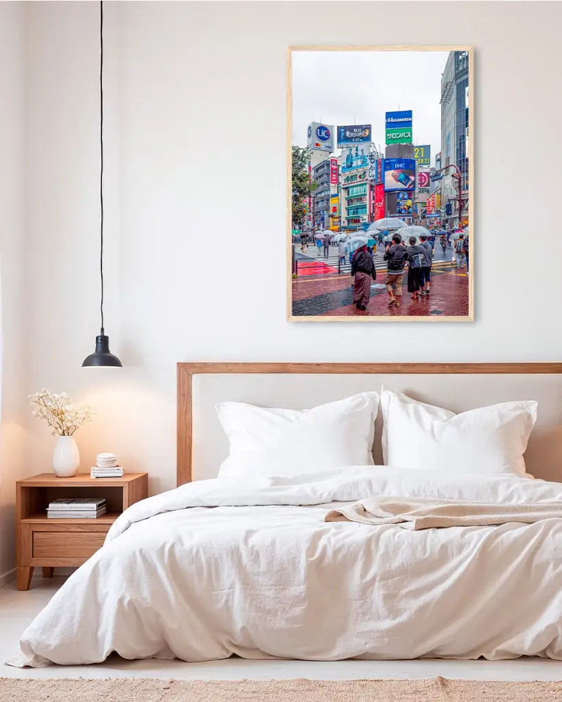 Shibya_Crossing_Pluie_poster_cadre_5_chambre_scandinave_moderne.webp