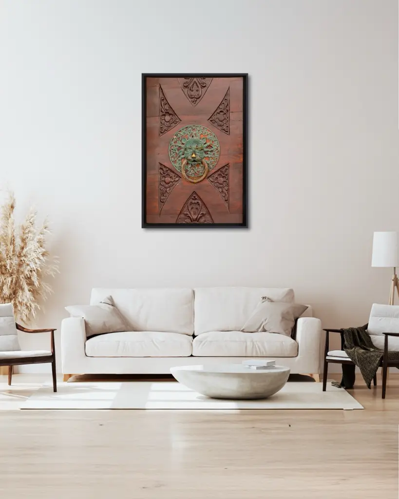 Porte_Détail_Dubrovnik_toile_encadre_salon_beige_tissus_moderne.webp