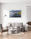 Eilean_donan_chateau_drone_sctoland_poster_cadre_2_salon_gris_tissus_moderne.webp