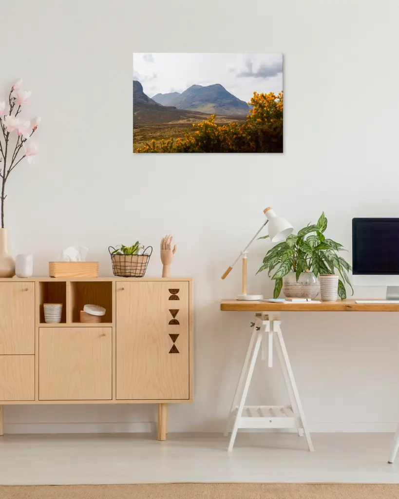 Glencoe_vallee_fleur_jaune_montagne_scotland_toile_simple_4_bureau_atelier_maison.webp