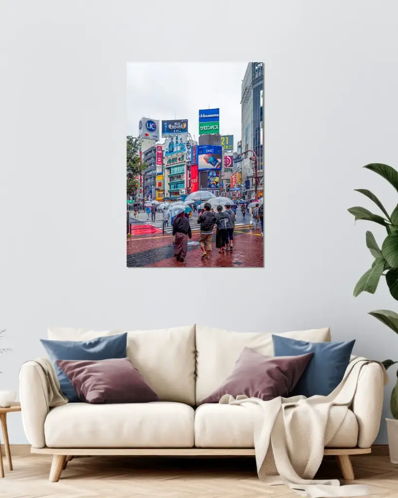 Shibuya Crossing sous la pluie – Photo d’art Japon - Aluminium (20x30 cm / 8x12″)