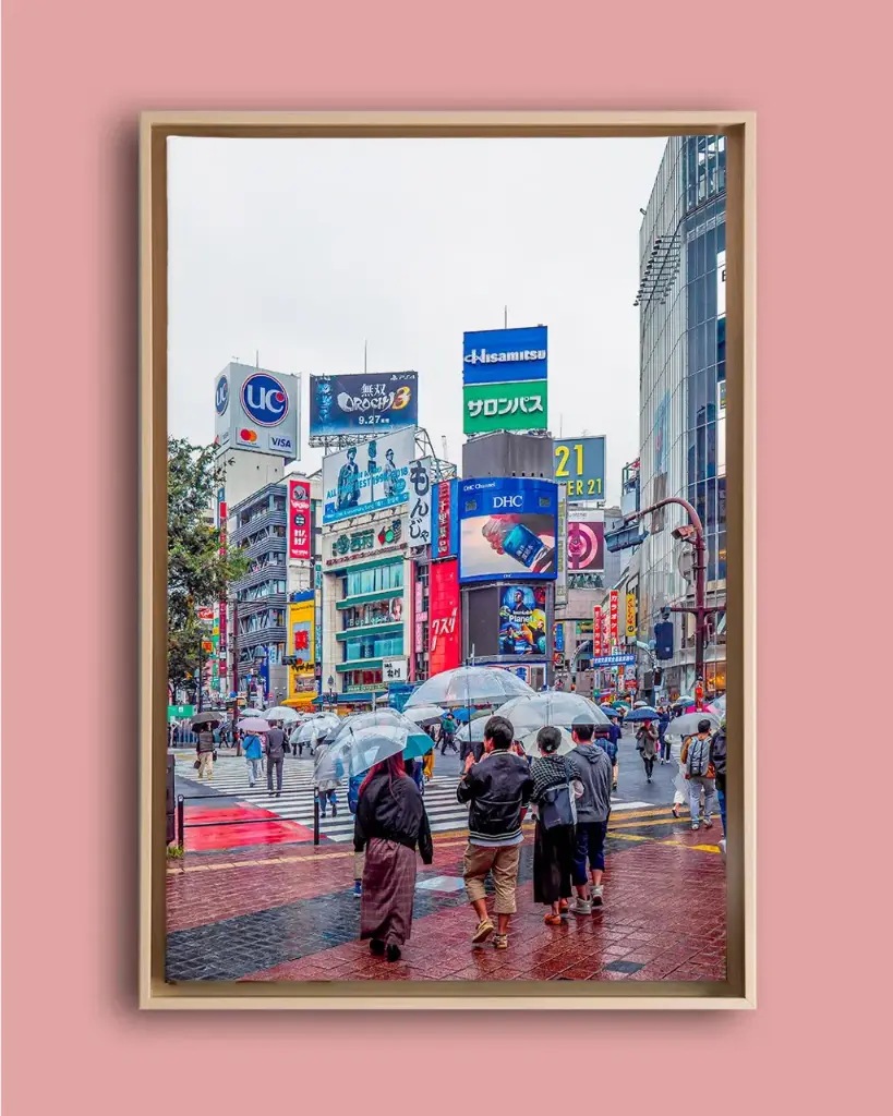 Shibuya Crossing sous la pluie – Photo d’art Japon - Toile encadrée