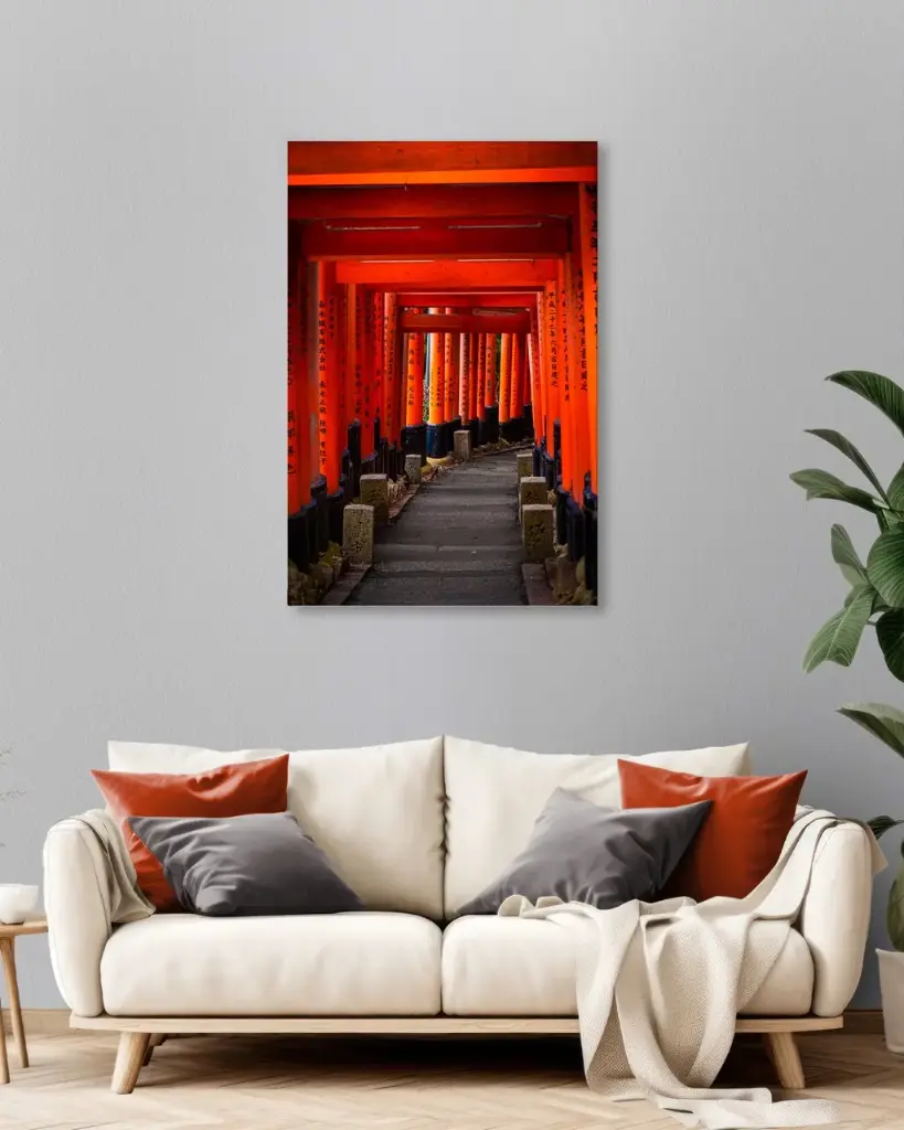Tunnel de torii Fushimi Inari – Photo d’art Japon - Toile (20x30 cm / 8x12″, Slim)