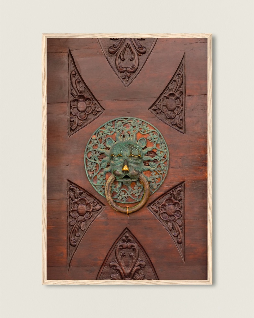 Porte à emblème de tête de lion – Dubrovnik - Poster encadré (21x29.7 cm / 8x12", Wood frame)
