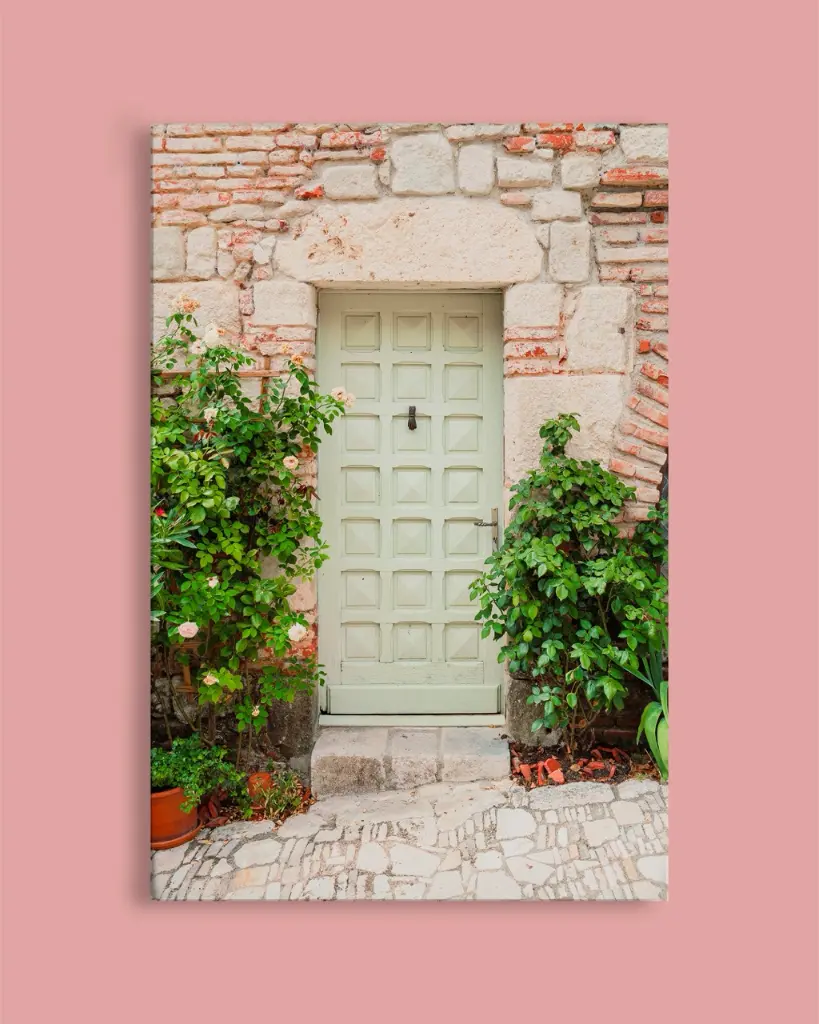 Porte vert pastel  - Toile