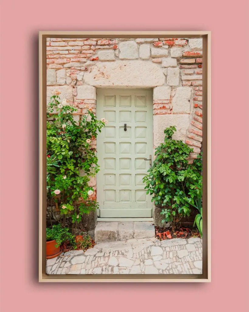 Porte vert pastel - Toile encadrée