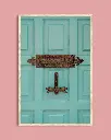 Photographie Porte Turquoise & Heurtoir Libellule – Décoration Murale Bohème – Photo de Voyage France – Tournon-d’Agenais - Poster encadré