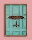 Photographie Porte Turquoise & Heurtoir Libellule – Décoration Murale Bohème – Photo de Voyage France – Tournon-d’Agenais - Toile encadrée