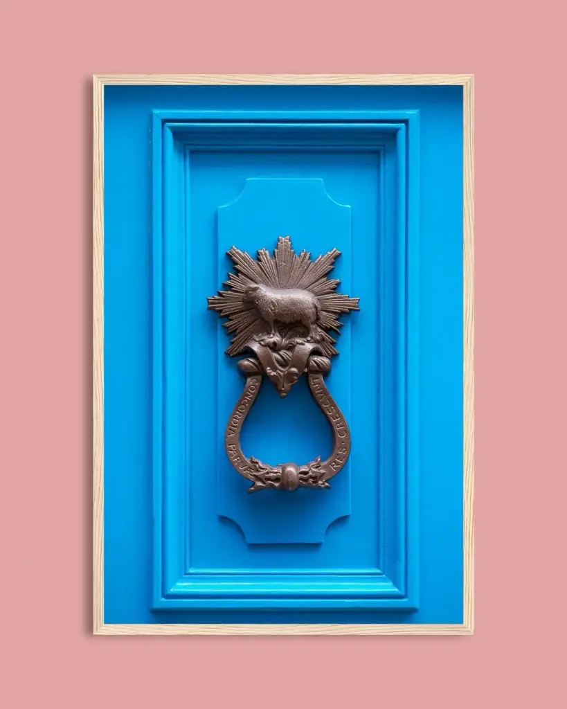 Porte bleue à Londres - Poster encadré