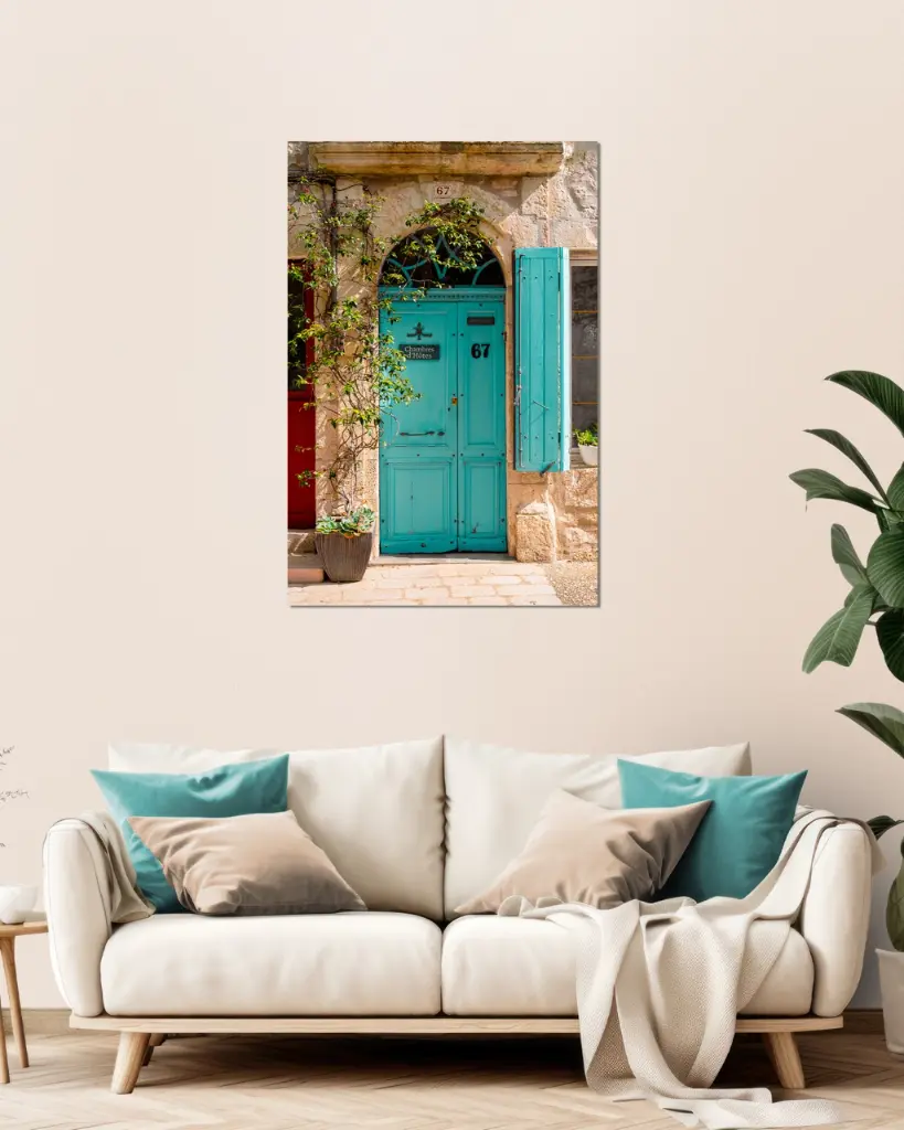 Porte Turquoise Bohème France - Aluminium (20x30 cm / 8x12″)