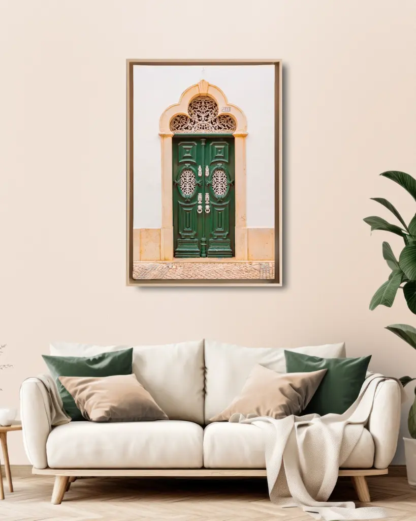 Porte verte au Portugal - Toile encadrée