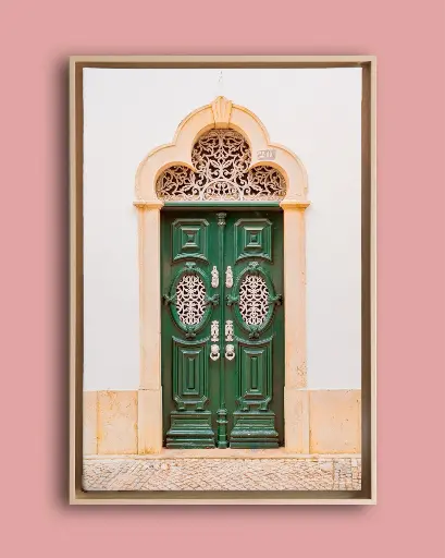 Porte verte au Portugal - Toile encadrée
