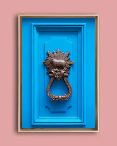 Porte bleue à Londres - Toile encadrée