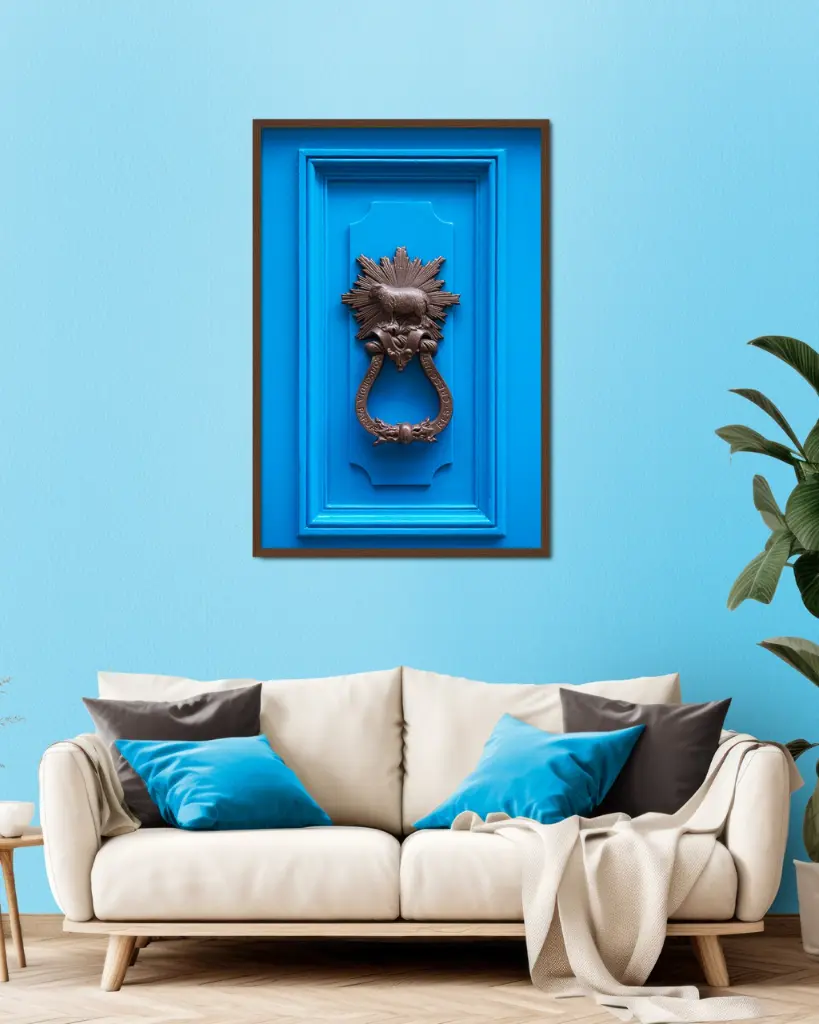 Porte bleue à Londres - Poster encadré