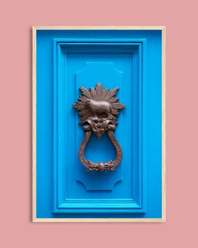 Porte bleue à Londres - Poster encadré