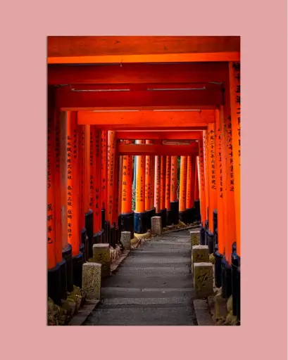 Tunnel de torii Fushimi Inari – Photo d’art Japon - Aluminium
