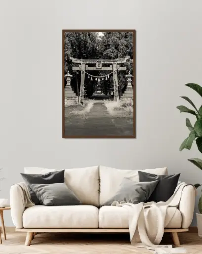 Torii ancien forêt – Photo d’art Japon - Poster encadré