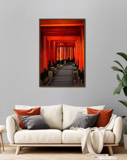 Tunnel de torii Fushimi Inari – Photo d’art Japon - Poster encadré