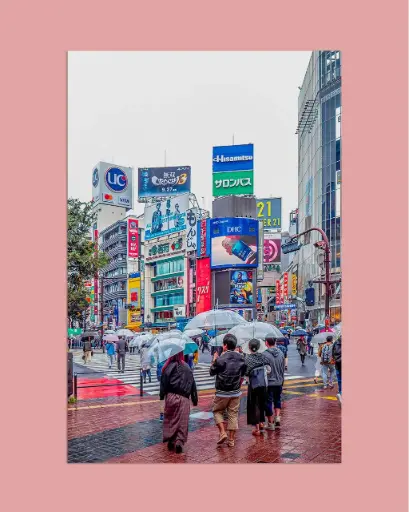 Shibuya Crossing sous la pluie – Photo d’art Japon - Tirage d'art