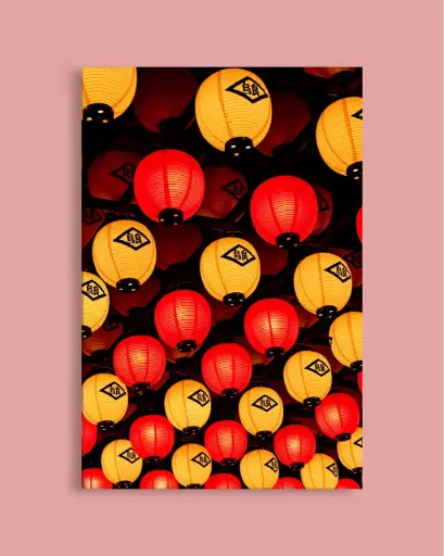 Lanternes japonaises rouges et jaunes – Photo d’art Japon - Toile