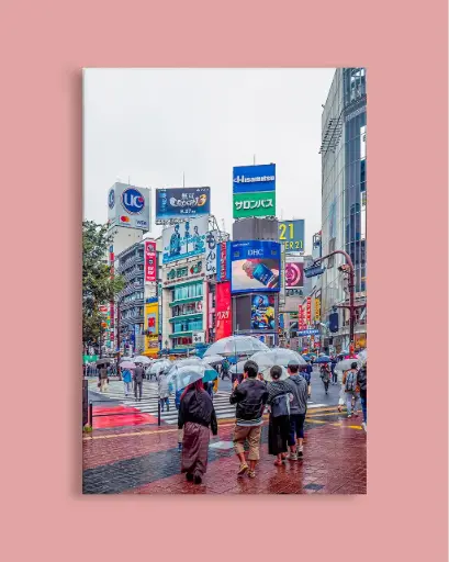 Shibuya Crossing sous la pluie – Photo d’art Japon - Toile