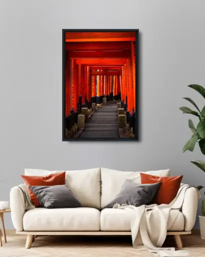 Tunnel de torii Fushimi Inari – Photo d’art Japon - Toile encadrée