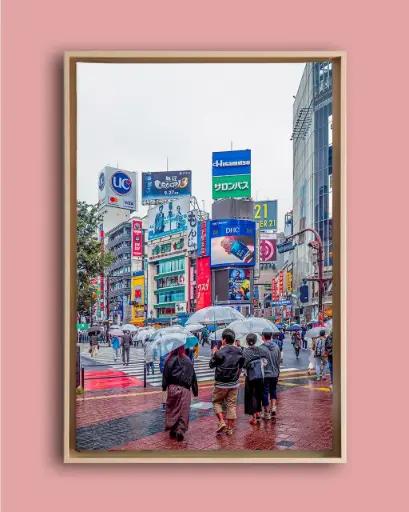 Shibuya Crossing sous la pluie – Photo d’art Japon - Toile encadrée